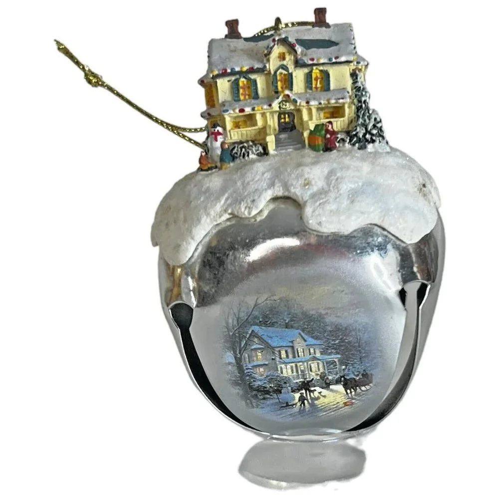 3 The Ashton Drake Galleries Thomas Kinkade Sleigh Bell Ornament Collection 2006